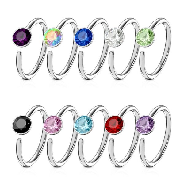 Neusring piercing met platte steen - Afbeelding 2