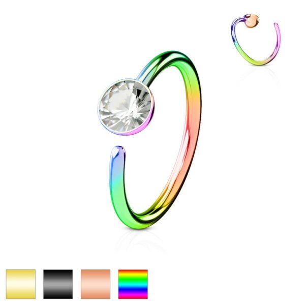Neusring piercing titanium plated met platte steen