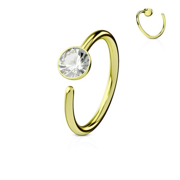 Neusring piercing titanium plated met platte steen - Afbeelding 3
