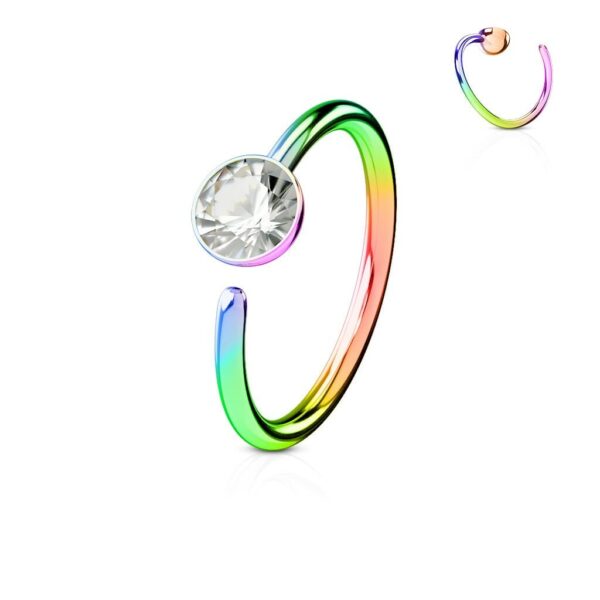 Neusring piercing titanium plated met platte steen - Afbeelding 6