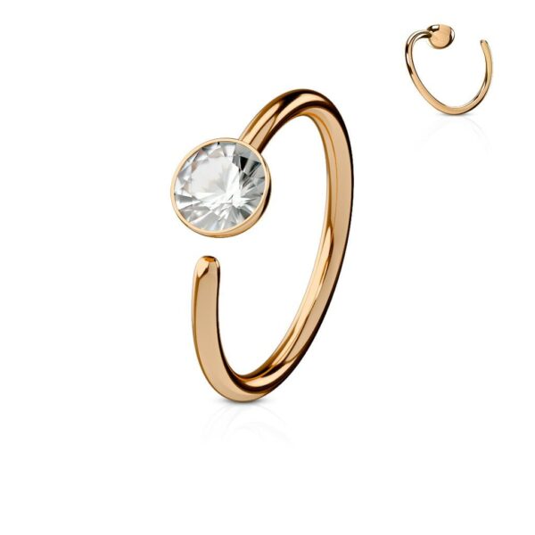 Neusring piercing titanium plated met platte steen - Afbeelding 5