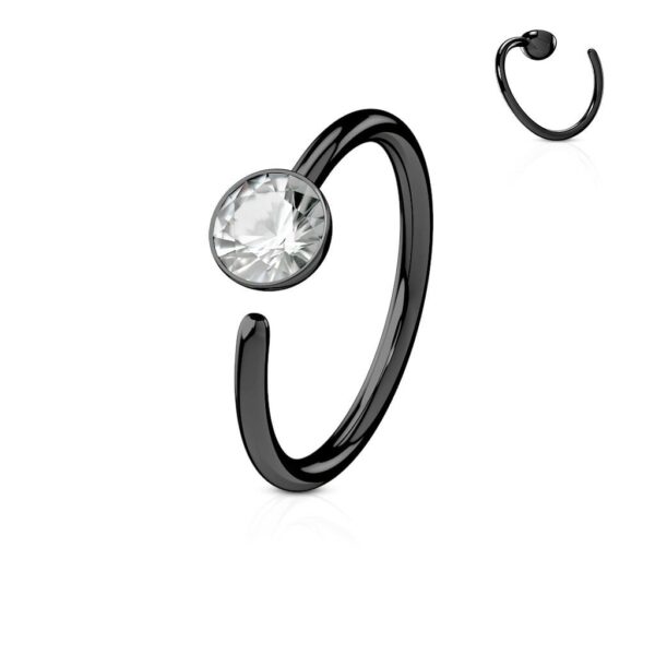 Neusring piercing titanium plated met platte steen - Afbeelding 4