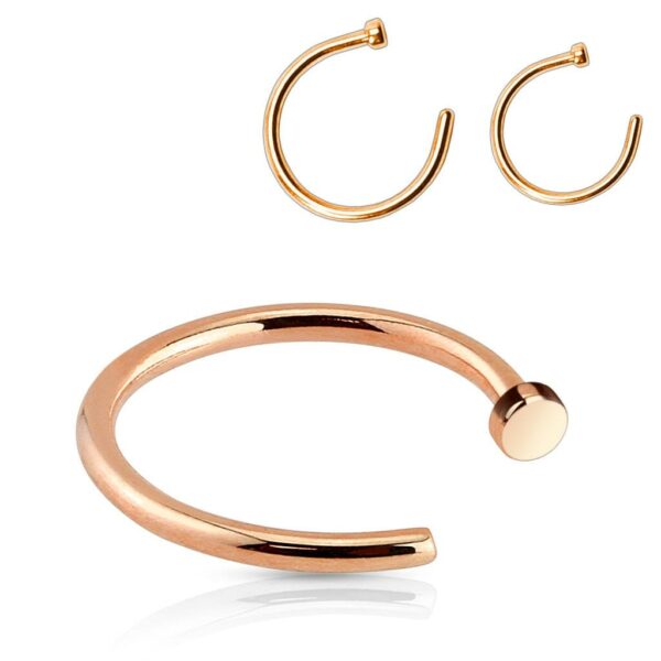 Open neusring rose goudkleur van staal