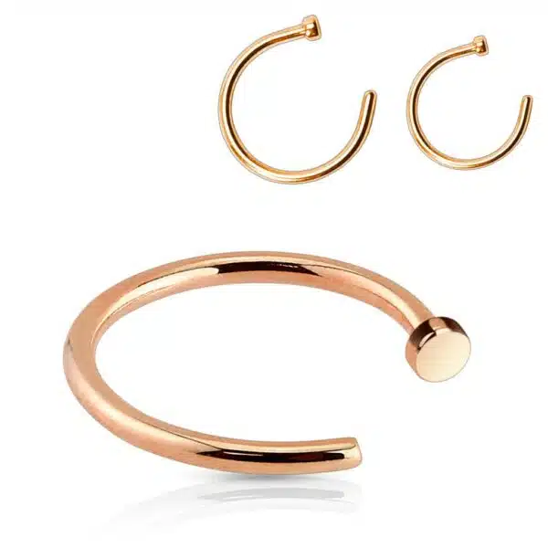 Open neusring rose goudkleur van staal