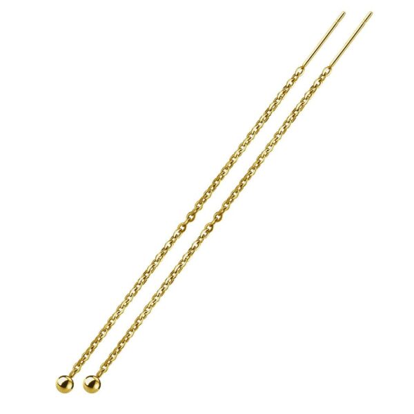Paar threader oorbellen met ketting en balletje - Afbeelding 3