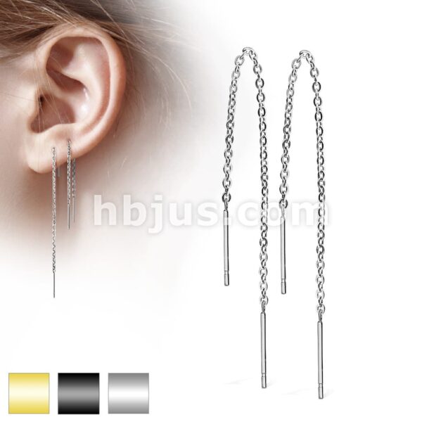 Threader oorbellen met ketting en staafje - Afbeelding 9