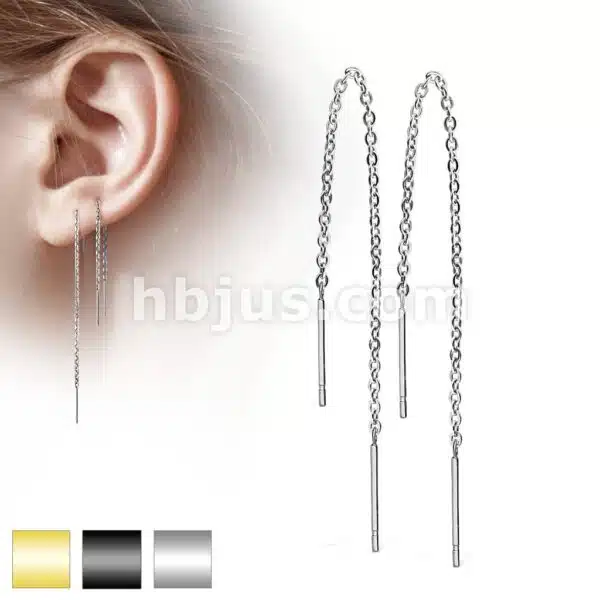 Threader oorbellen met ketting en staafje - Afbeelding 9