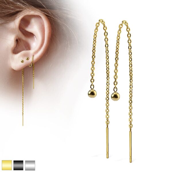 Threader oorbellen met ketting en staafje - Afbeelding 8