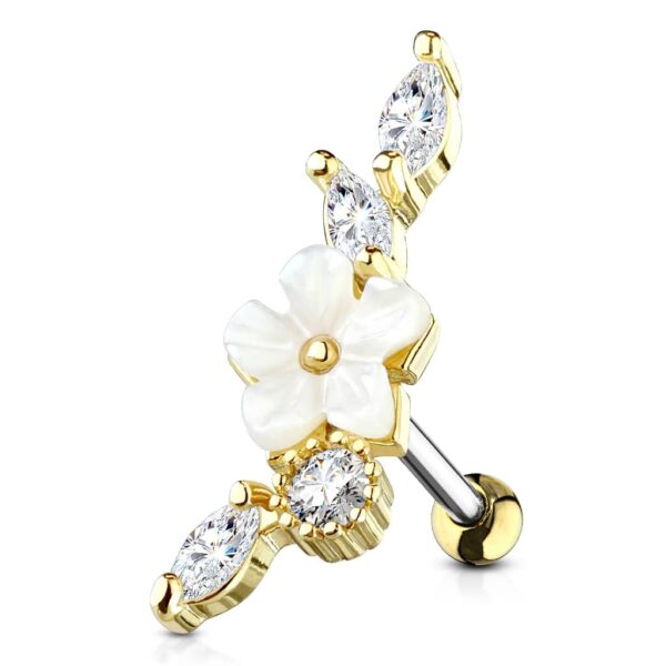 Piercing met bloem en heldere steen - Afbeelding 6
