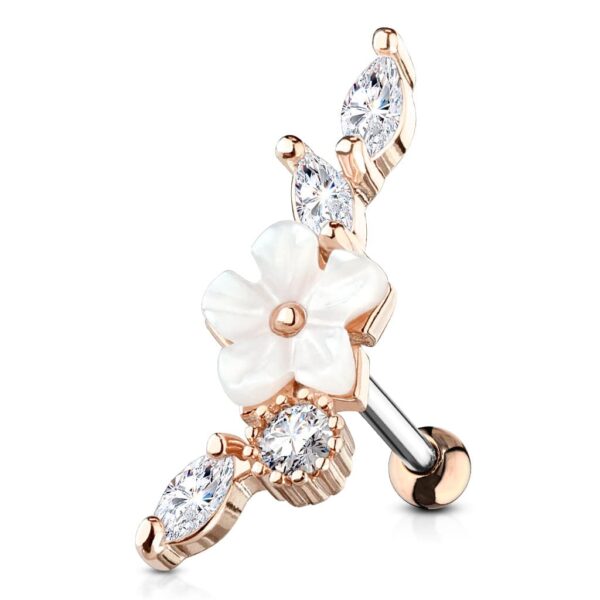 Piercing met bloem en heldere steen - Afbeelding 7