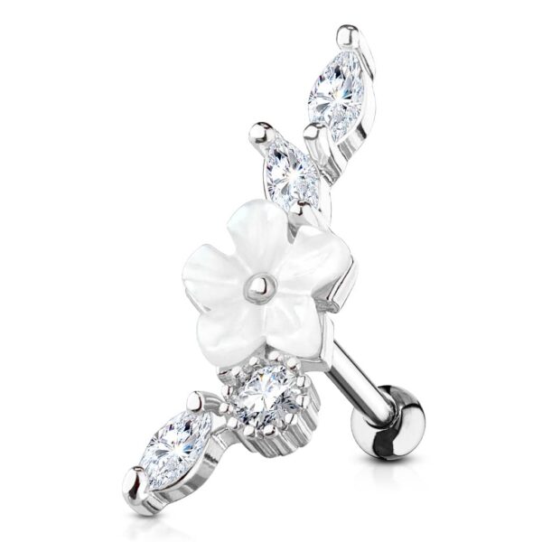 Piercing met bloem en heldere steen - Afbeelding 5
