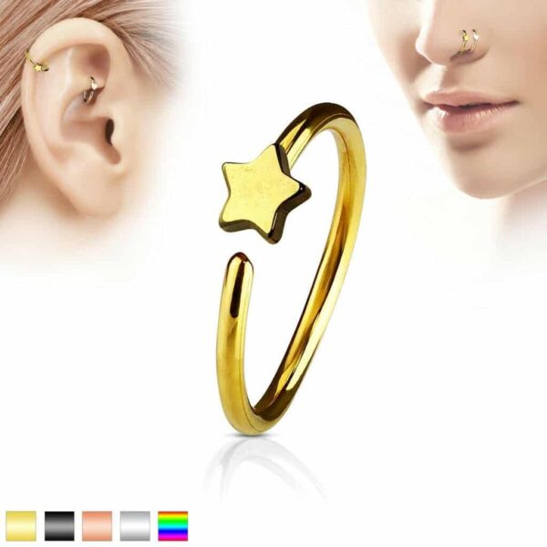 Piercing met ster in verschillende kleuren