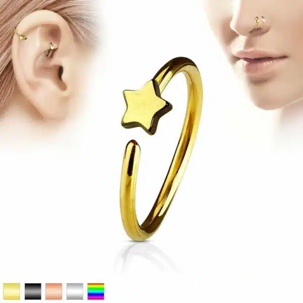 Piercing met ster in verschillende kleuren
