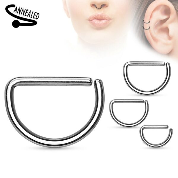 Piercing ring in D-vorm - Afbeelding 3