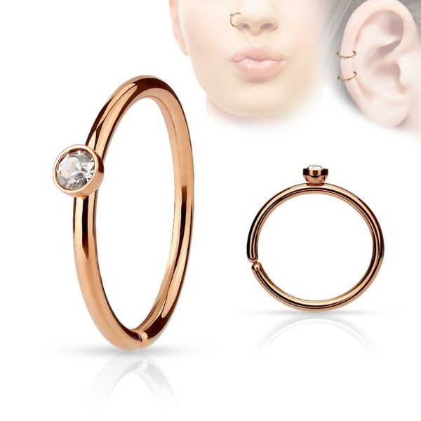 Piercing ring in kleur met kristal steen en draai-sluiting - Afbeelding 4
