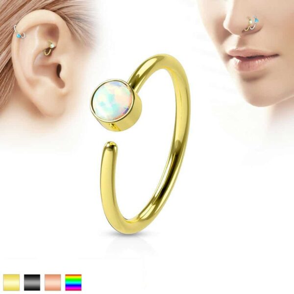 Piercing ring in verschillende kleuren met Opaal steen