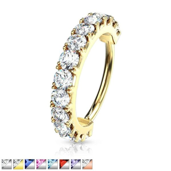 Piercing ring met 12 kristallen in verschillende kleuren