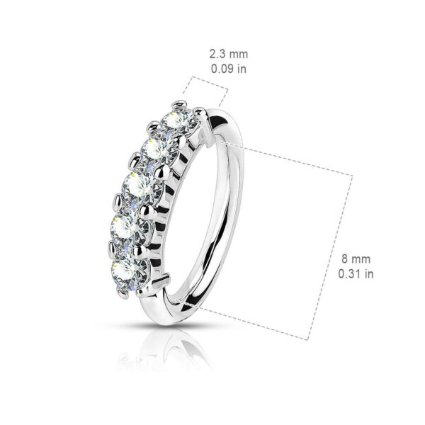 Piercing ring met 5 opgelegde steentjes - Afbeelding 2