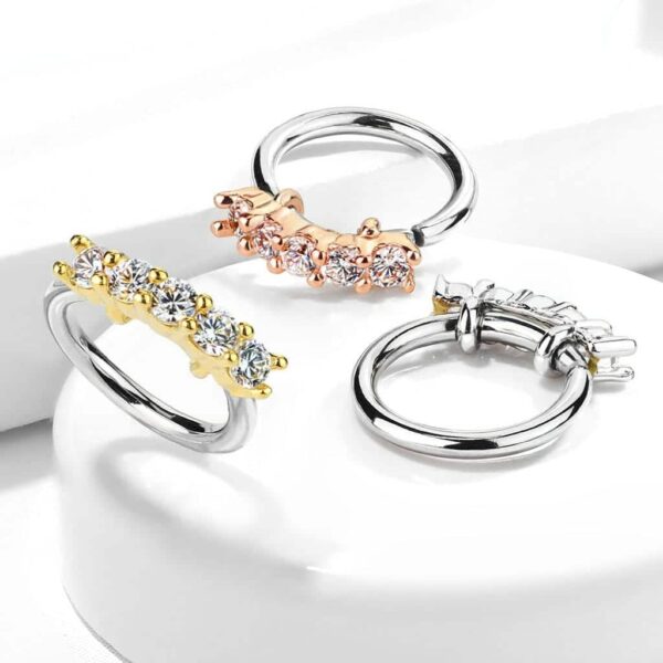 Piercing ring met 5 opgelegde steentjes - Afbeelding 4
