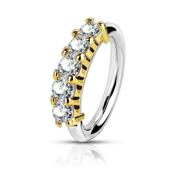 Piercing ring met 5 opgelegde steentjes - Afbeelding 6