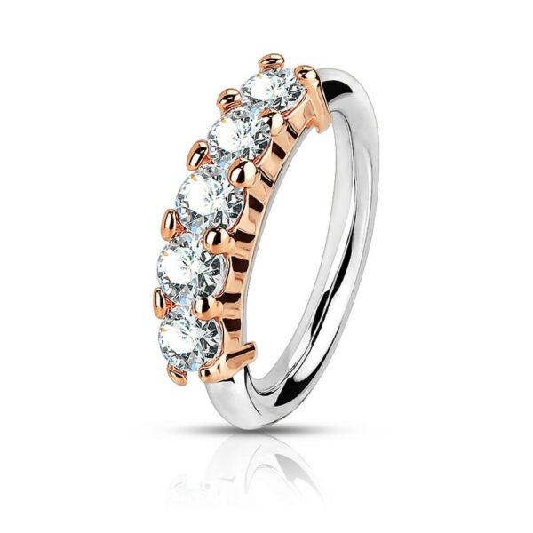 Piercing ring met 5 opgelegde steentjes - Afbeelding 7