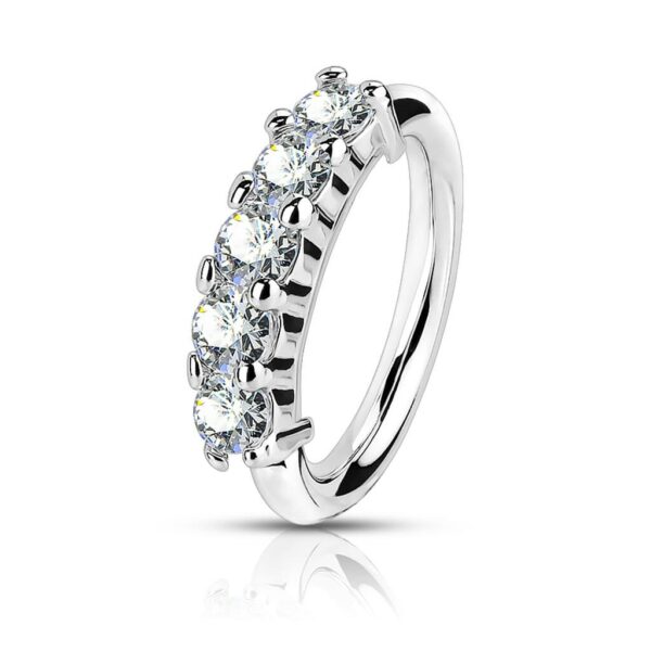 Piercing ring met 5 opgelegde steentjes - Afbeelding 5
