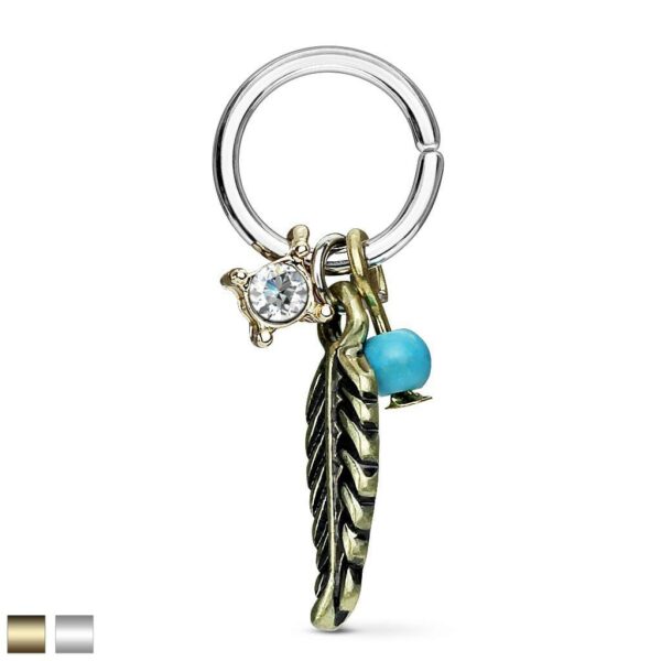 Piercing ring met afneembare hangers