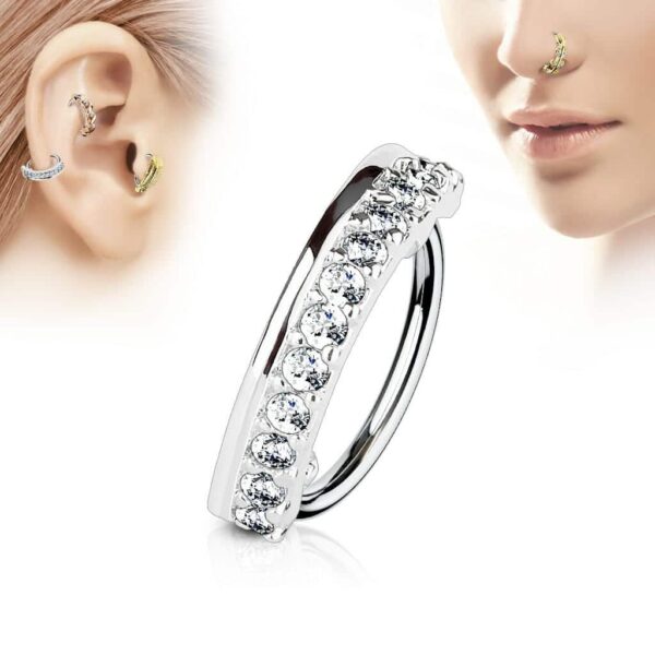 Piercing ring met heldere stenen