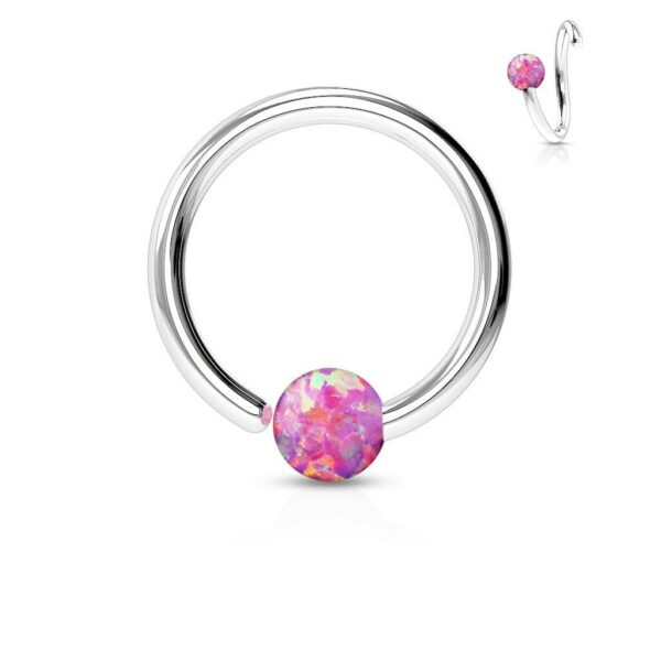 Piercing ring met Opaal steen en draai-sluiting - Afbeelding 4