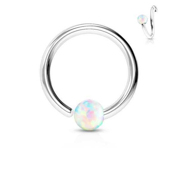 Piercing ring met Opaal steen en draai-sluiting - Afbeelding 3
