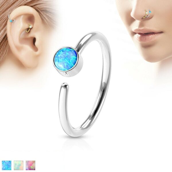 Piercing ring met Opaal steen in verschillende kleuren