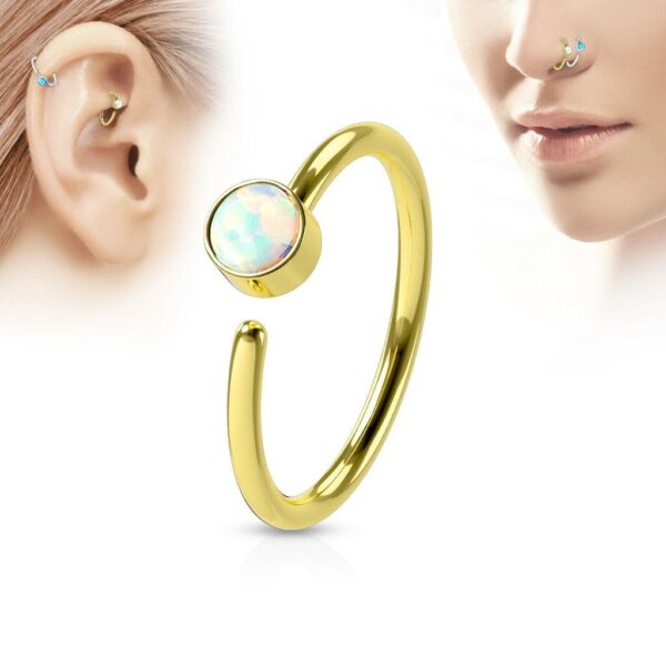 Piercing ring in verschillende kleuren met Opaal steen - Afbeelding 2