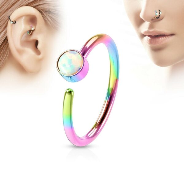 Piercing ring in verschillende kleuren met Opaal steen - Afbeelding 5