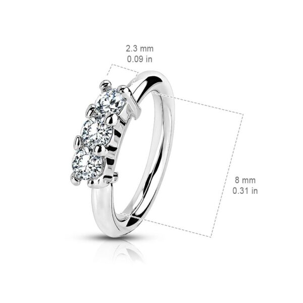 Piercing ring met  opgelegde steentjes - Afbeelding 2
