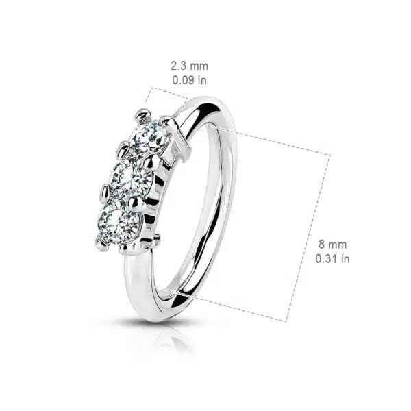 Piercing ring met  opgelegde steentjes - Afbeelding 2