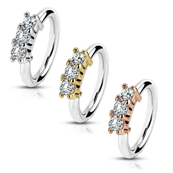 Piercing ring met  opgelegde steentjes - Afbeelding 3