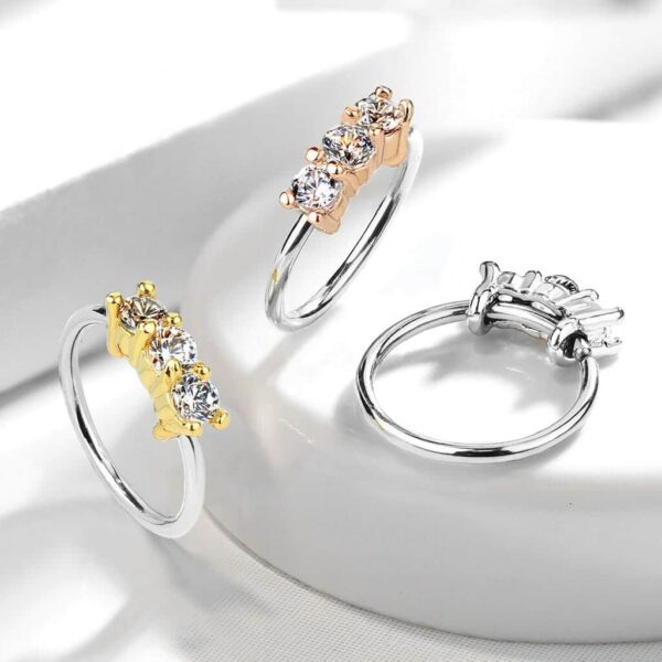 Piercing ring met  opgelegde steentjes - Afbeelding 4
