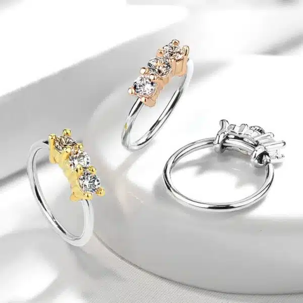 Piercing ring met  opgelegde steentjes - Afbeelding 4