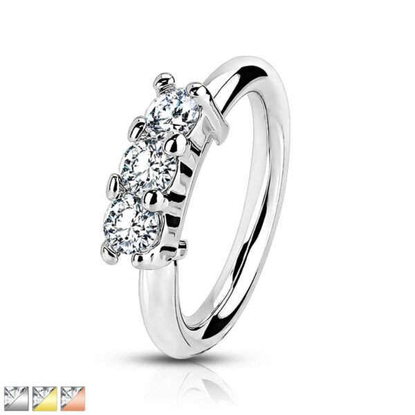Piercing ring met  opgelegde steentjes