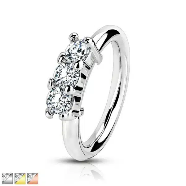 Piercing ring met  opgelegde steentjes
