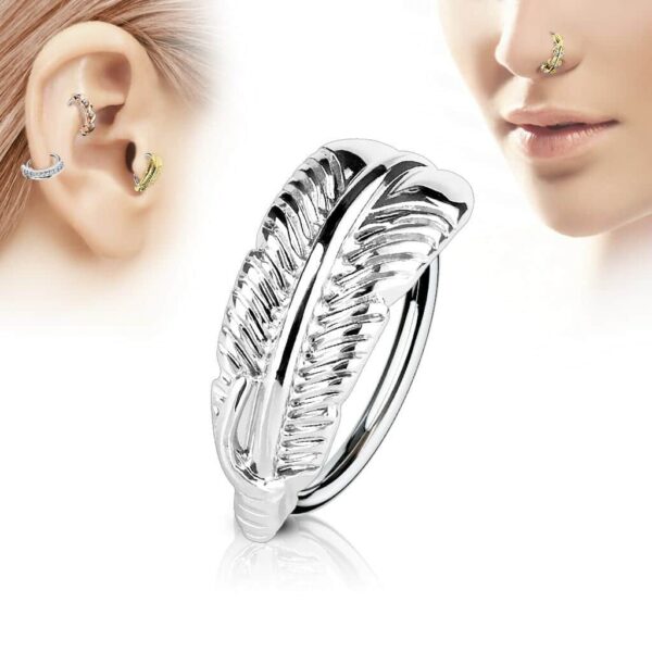 Piercing ring met veer patroon