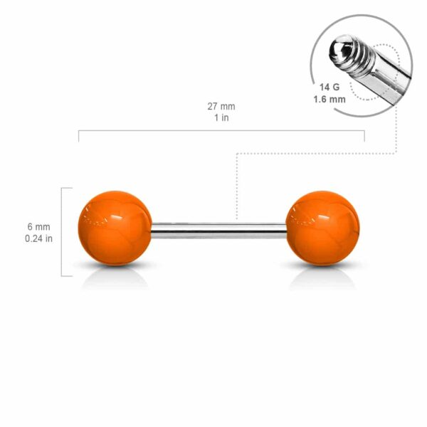 Rechte Barbell met gekleurde acrybal - Afbeelding 2