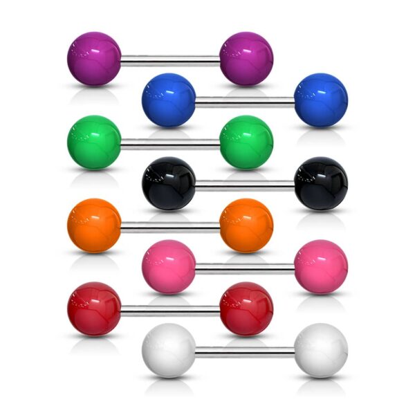 Rechte Barbell met gekleurde acrybal - Afbeelding 3