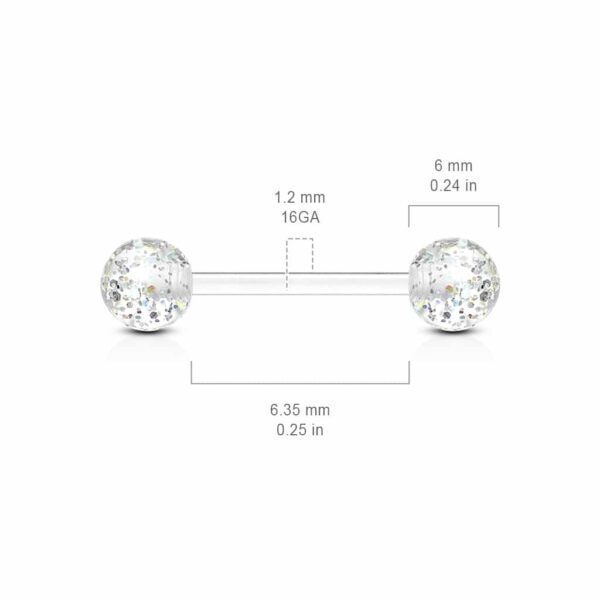 Rechte barbell met glitters - Afbeelding 2