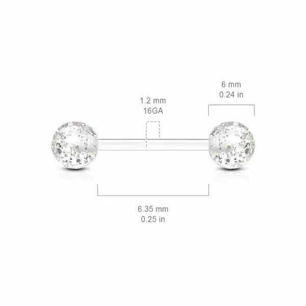 Rechte barbell met glitters - Afbeelding 2