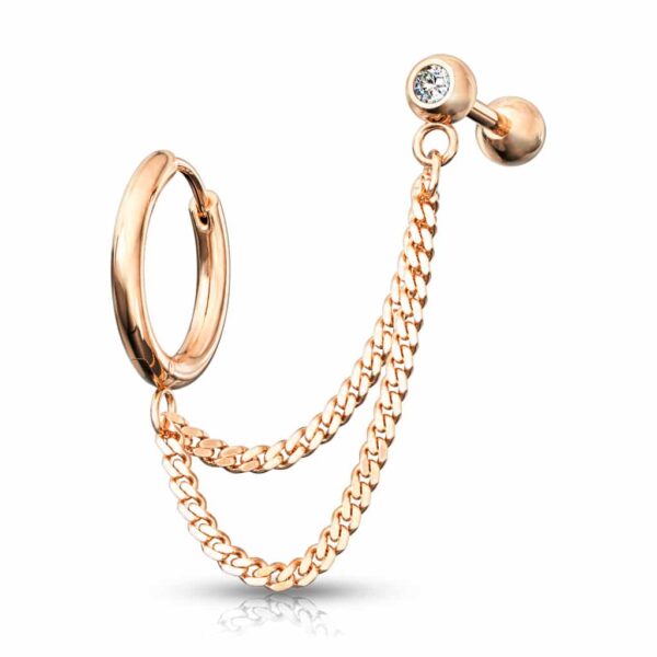 Ring en barbell met steen en dubbele ketting in verschillende kleuren - Afbeelding 8