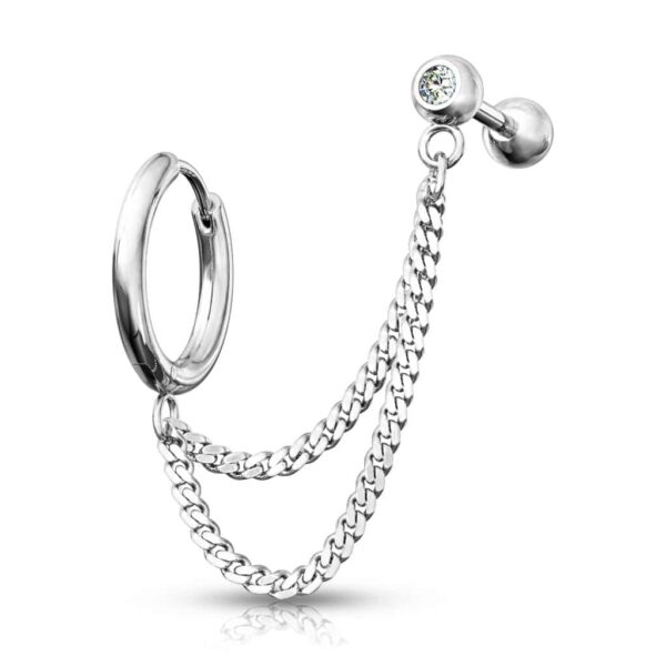 Ring en barbell met steen en dubbele ketting in verschillende kleuren - Afbeelding 9
