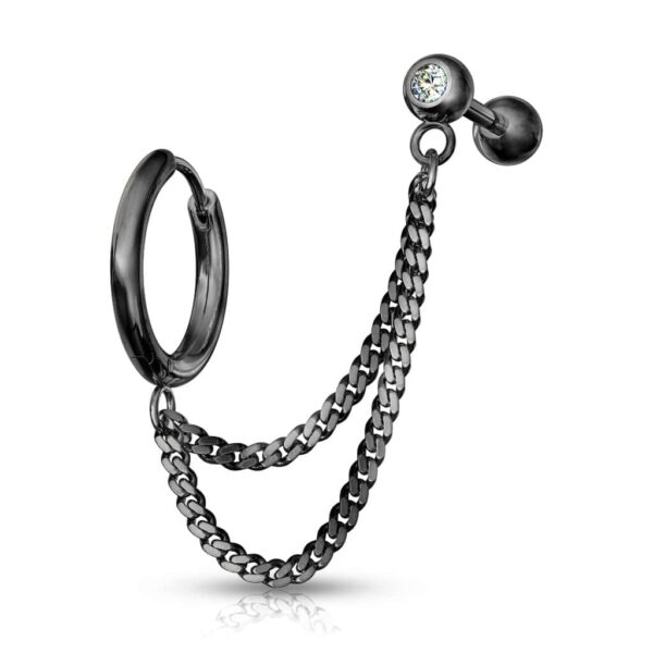 Ring en barbell met steen en dubbele ketting in verschillende kleuren - Afbeelding 7