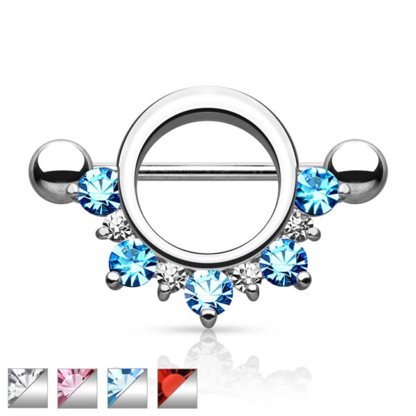 Ronde tepelpiercing met CZ stenen