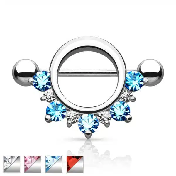 Ronde tepelpiercing met CZ stenen